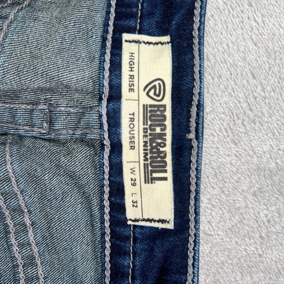 Rock & Roll Denim Jeans Womens 29x32 Blue High Rise Trouser Flared Button Fly - Picture 10 of 14